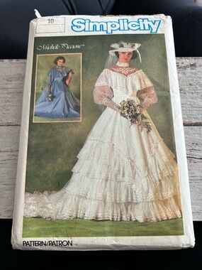 5/$25 Simplicity 6765 White Bridal Gown Pattern with Lace and Tiered Skirt